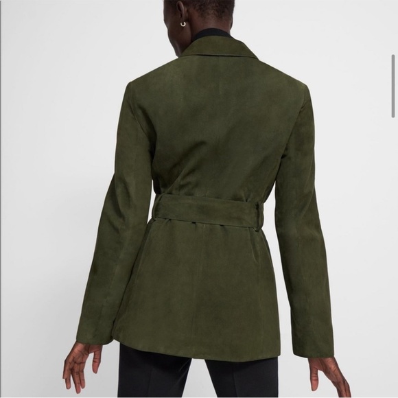 Theory Gloss Lamb Suede Belted Zip Up Utility Jacket Size 4 - Picture 11 of 15